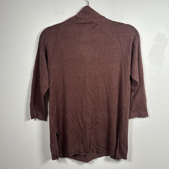 Poetry 100% Linen Knit Brown Top Blouse Shirt Half Sleeve V Neck US 6 Small - Picture 4 of 7